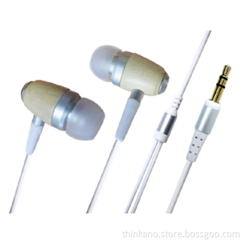 Wood Earphone Bamboo Earphone Compatible with Apple Products